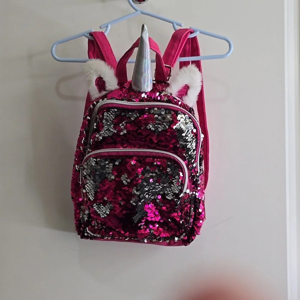 Cat‎ & Jack pink flip sequin unicorn 🦄 backpack